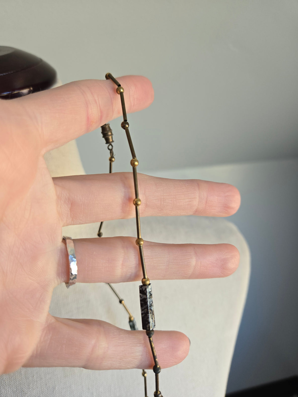 Brass Long Bead Dainty Necklace