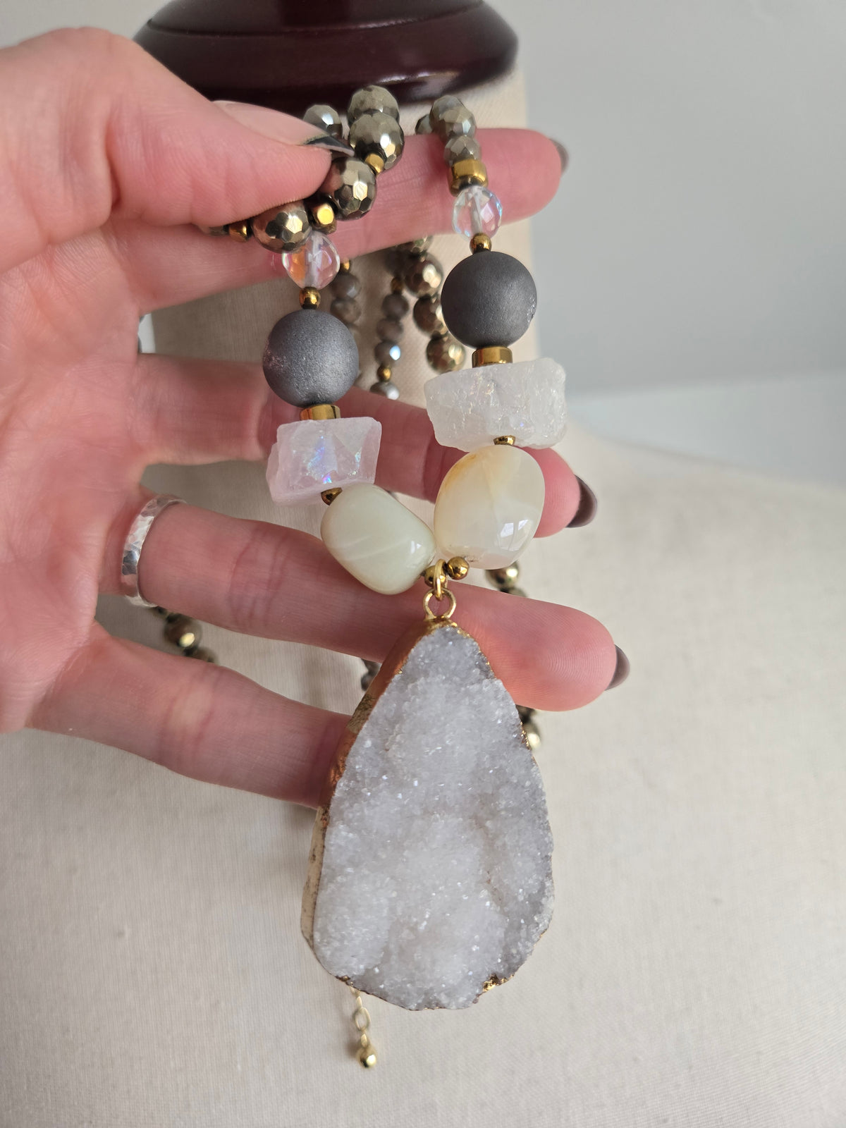 Large Chunky Druzy Statement Necklace