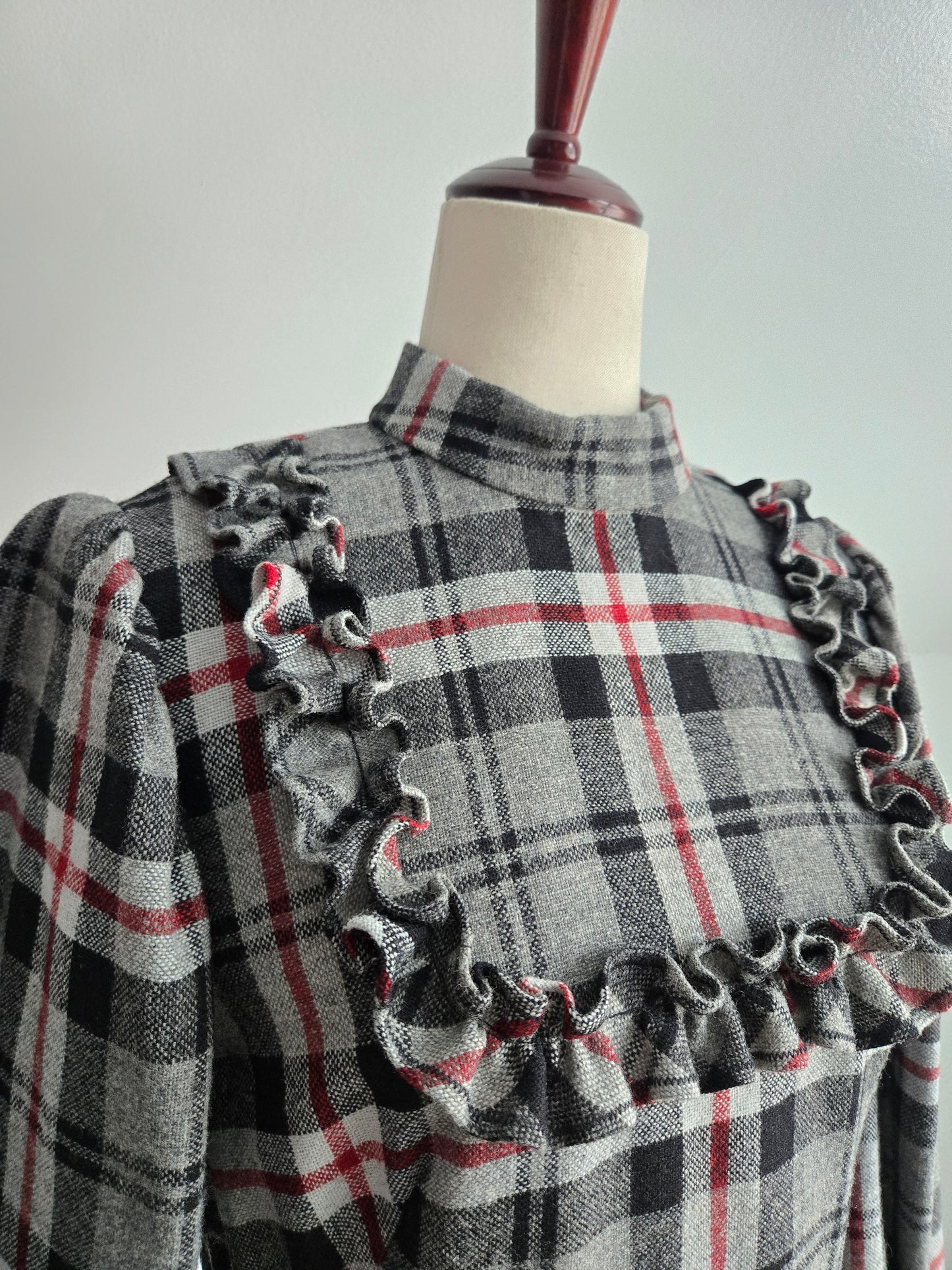 Vintage 70s Wool Plaid Dress - Medium