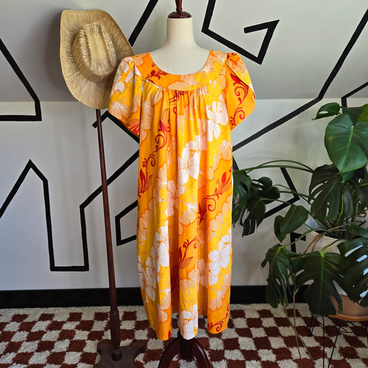 Hawaiian Reserve Collection Vintage Orange Floral Dress - 2X