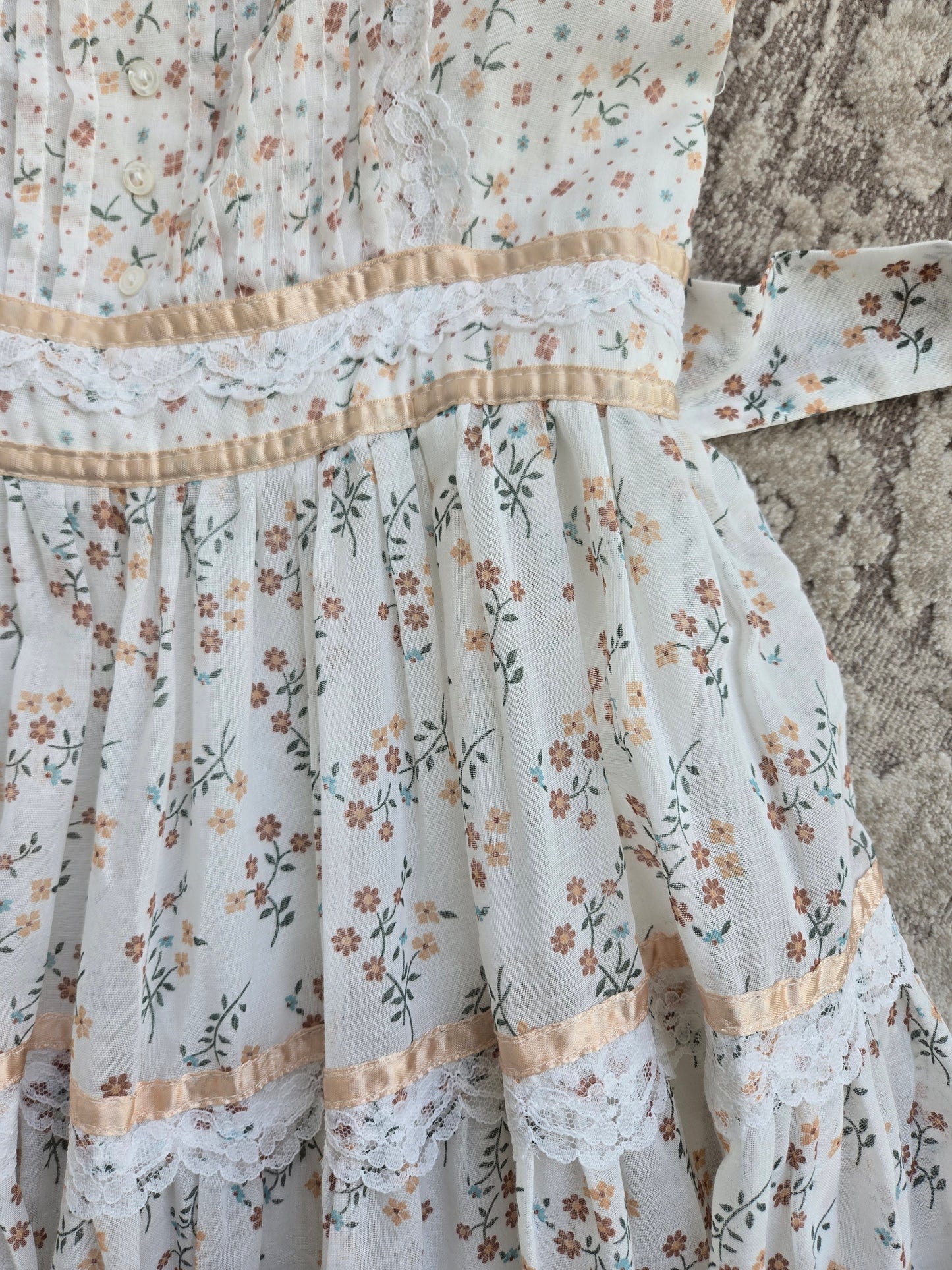 Gold Label Gunne Sax by Jessica San Fransisco Vintage 70s Calico Tiered Maxi Dress - XS