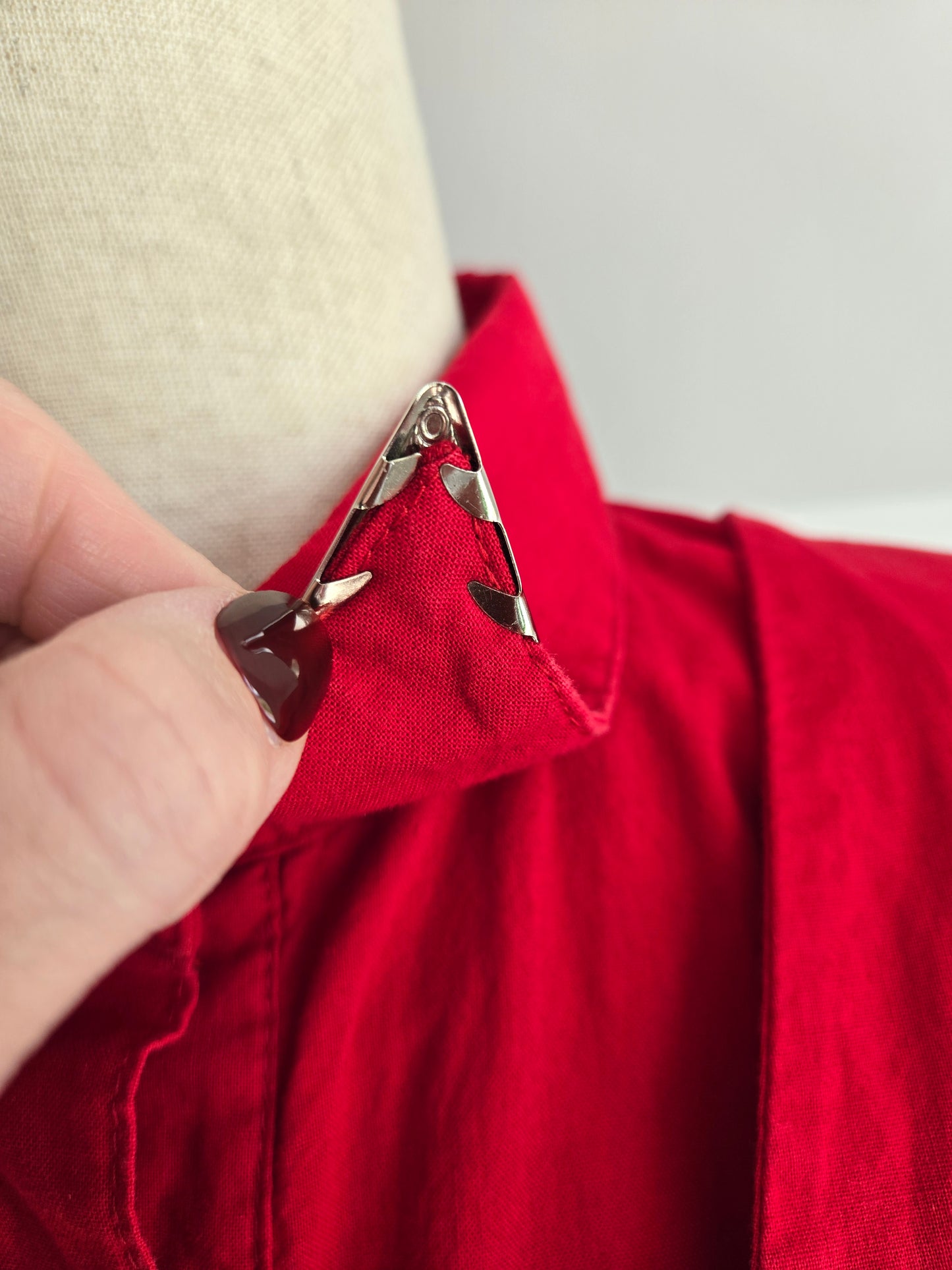 Sas'sa Vintage Red Western Dress with Silver Concho Details - S/M