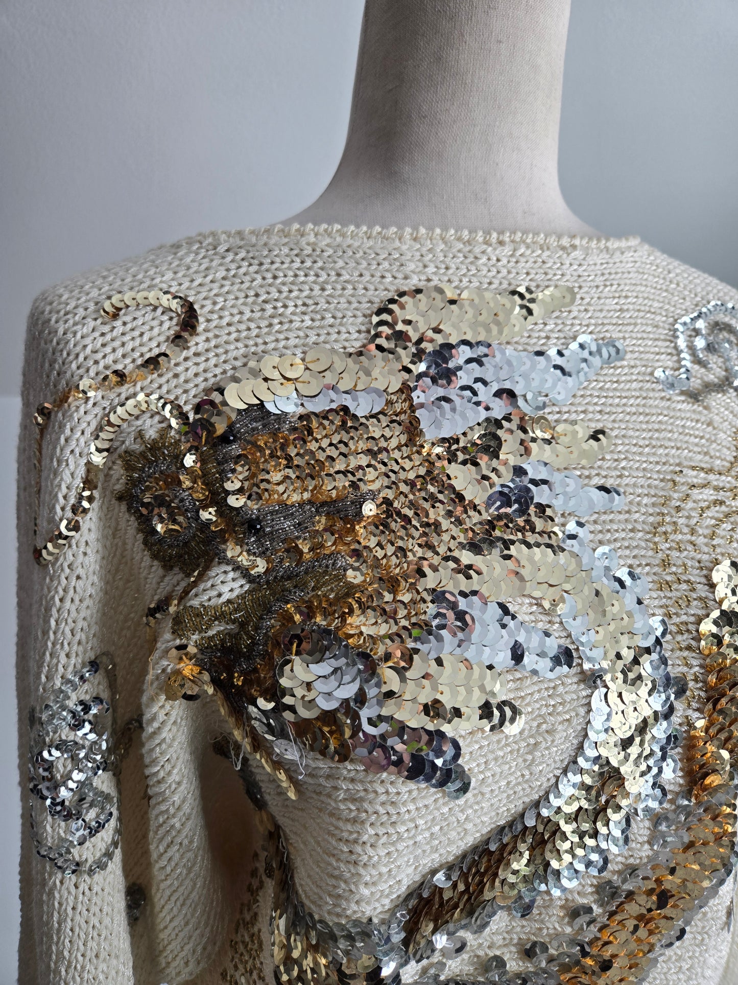 Nannell Vintage 80s Sequin Dragon Sweater - medium