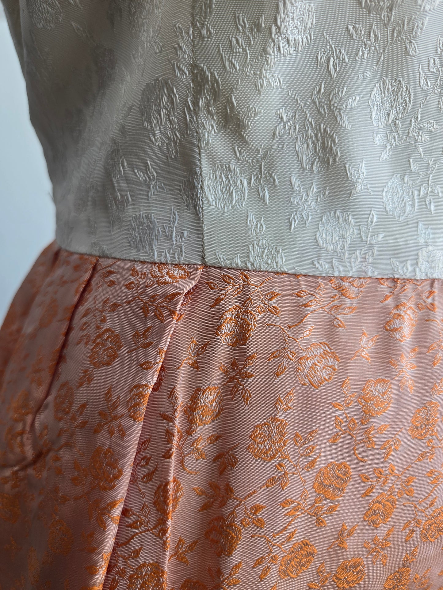 1950s Jacquard Floral Colorblock Maxi Dress - XS/S