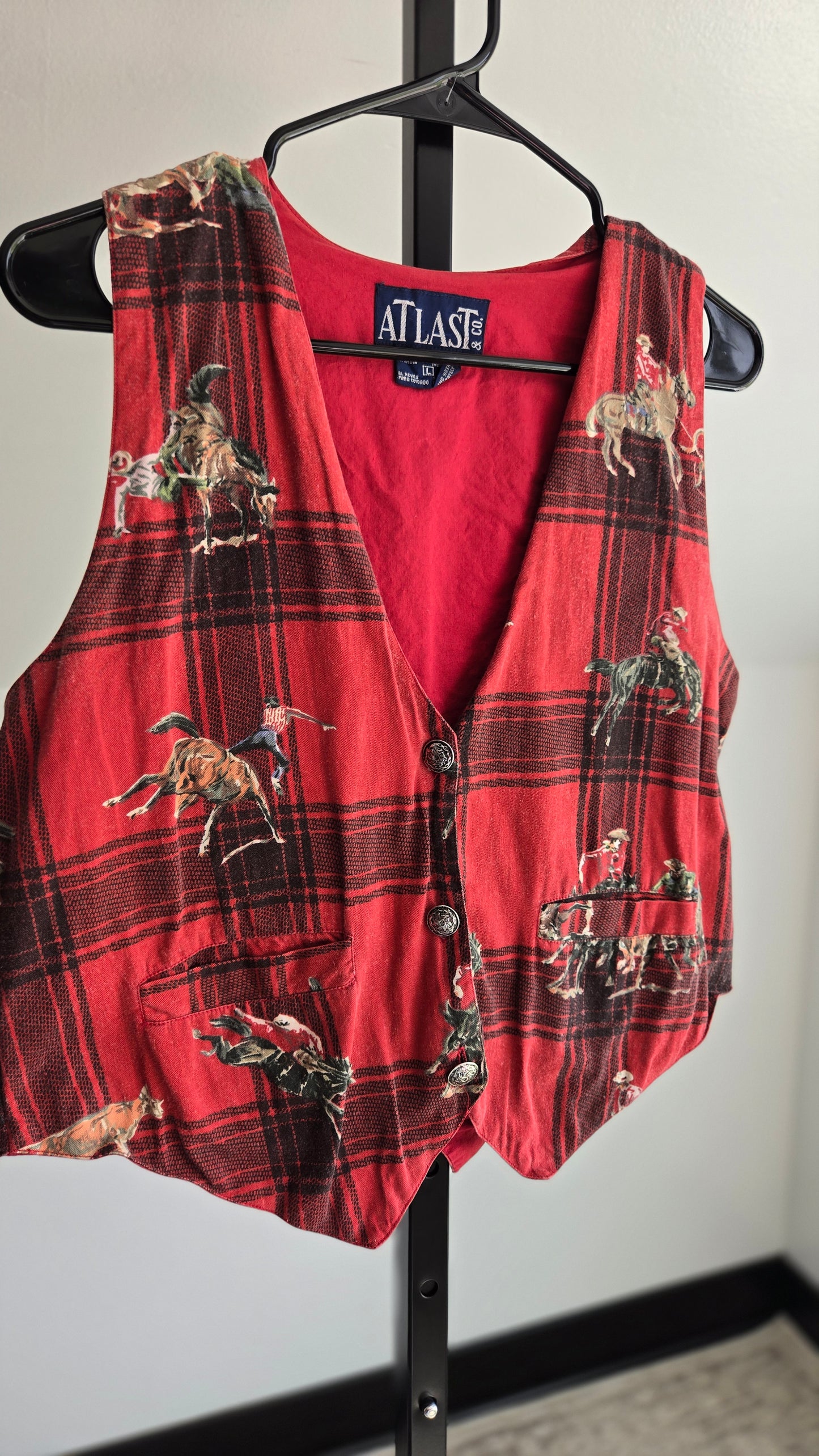 Atlast Vintage Cotton Cowboy Print Vest - Small