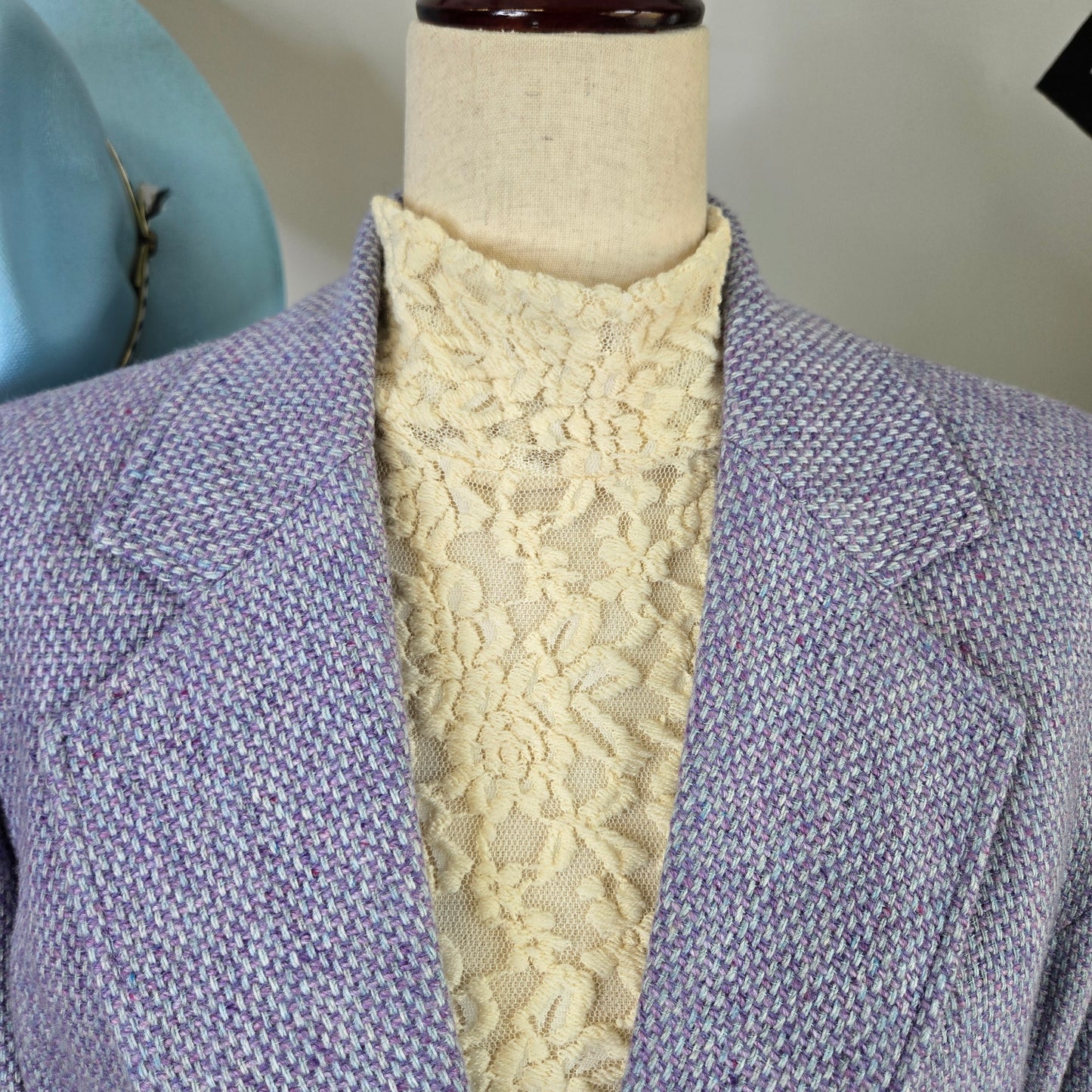 Chadwick's Wool Blend Lavender and Blue Tweed Blazer - Size 10