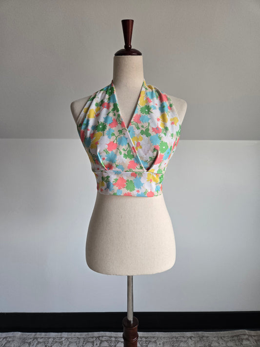 Vintage 70s Floral Halter Top - S/M
