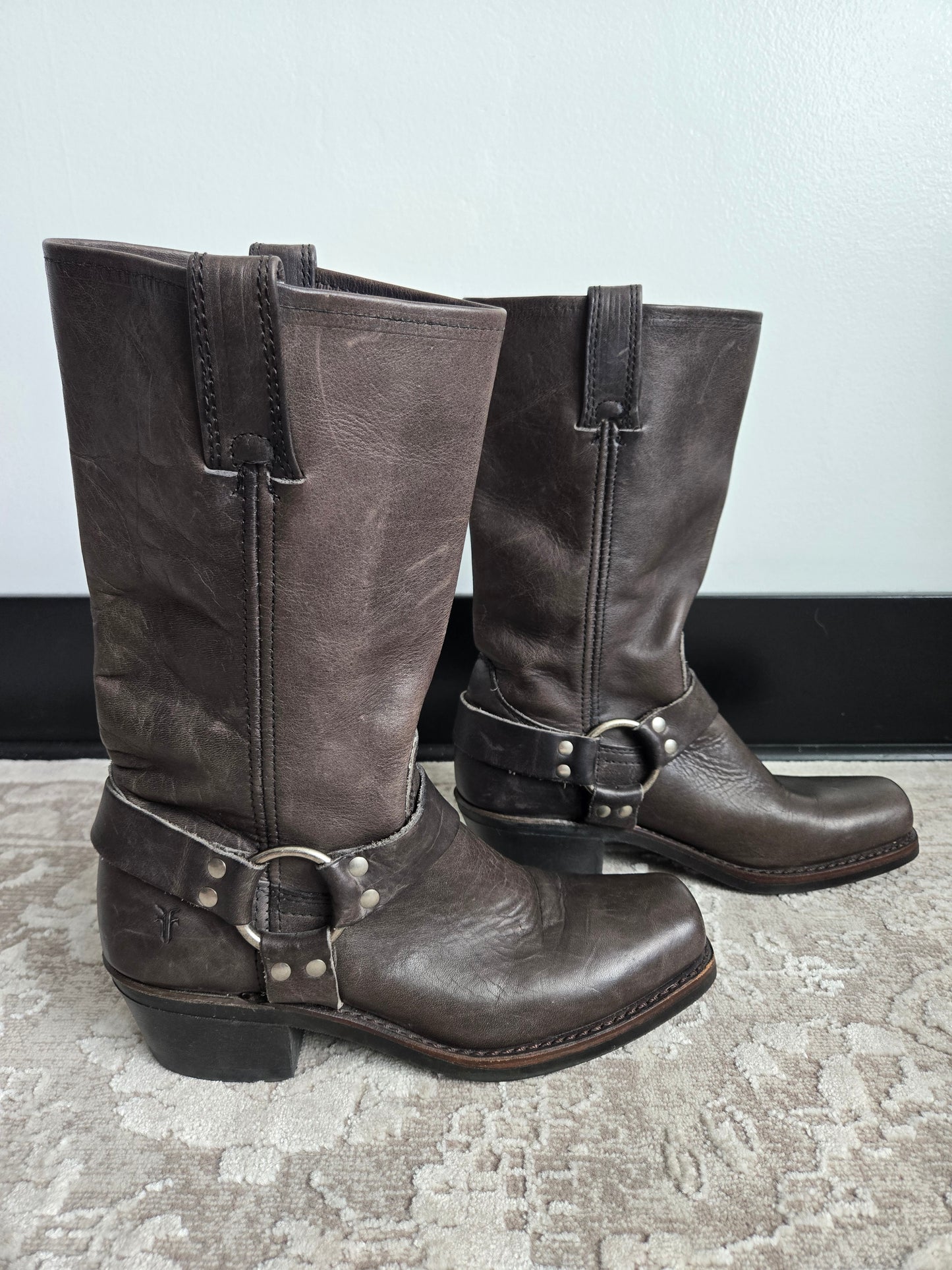 Frye Dark Brown Leather Harness Boots - Size 8.5 (womens)