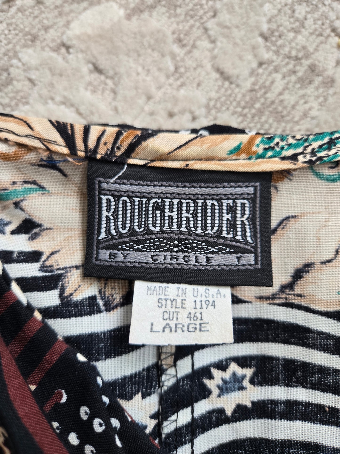 Circle T Roughrider Vintage Western Cropped Blouse - Large
