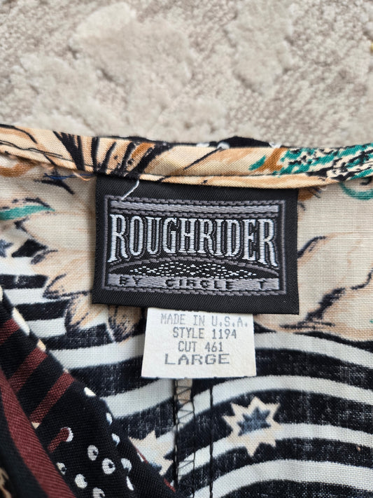 Circle T Roughrider Vintage Western Cropped Blouse - Large