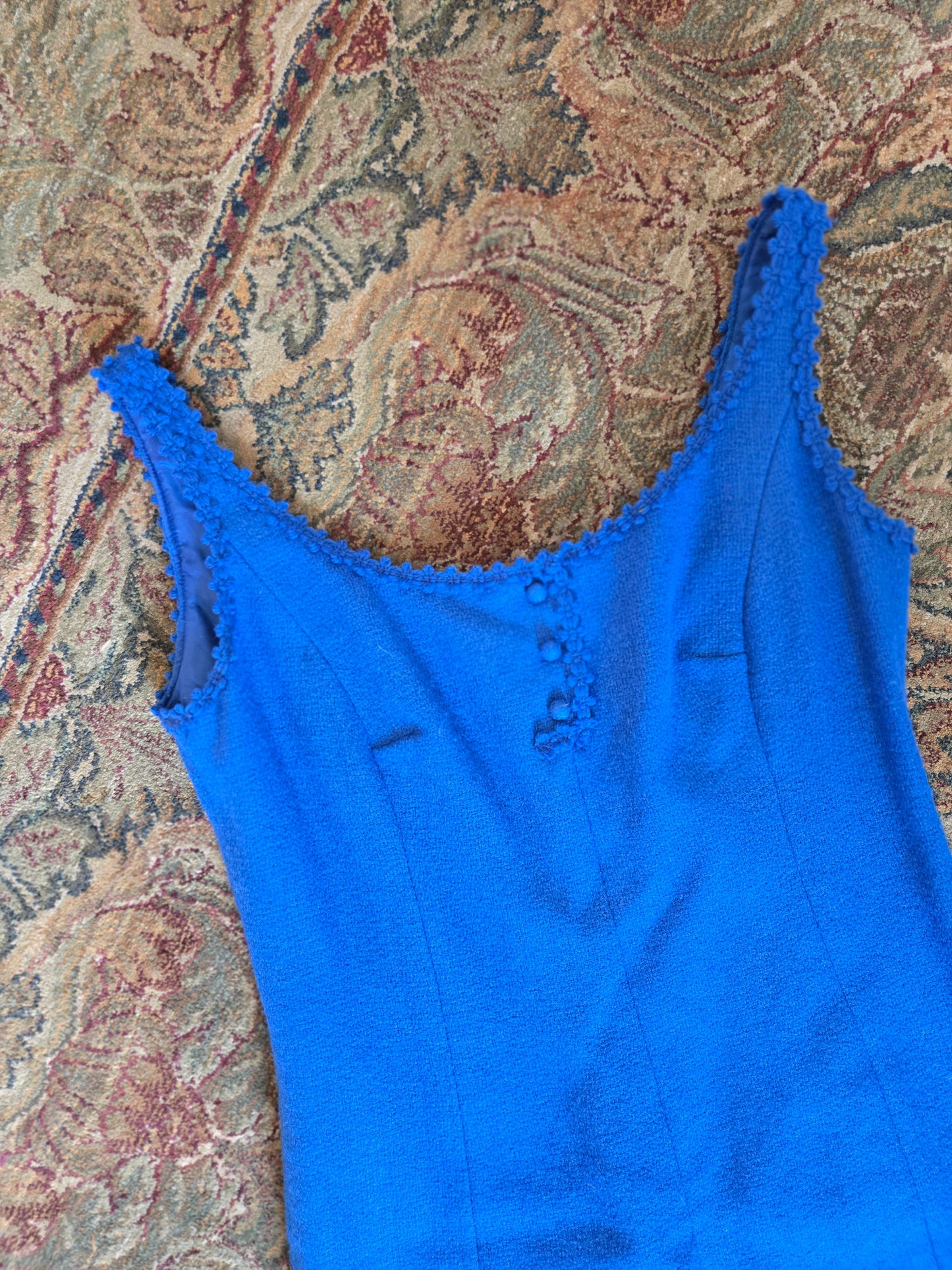 Lanz Original Vintage 70s Little Blue Wool Tank Dress - small/medium