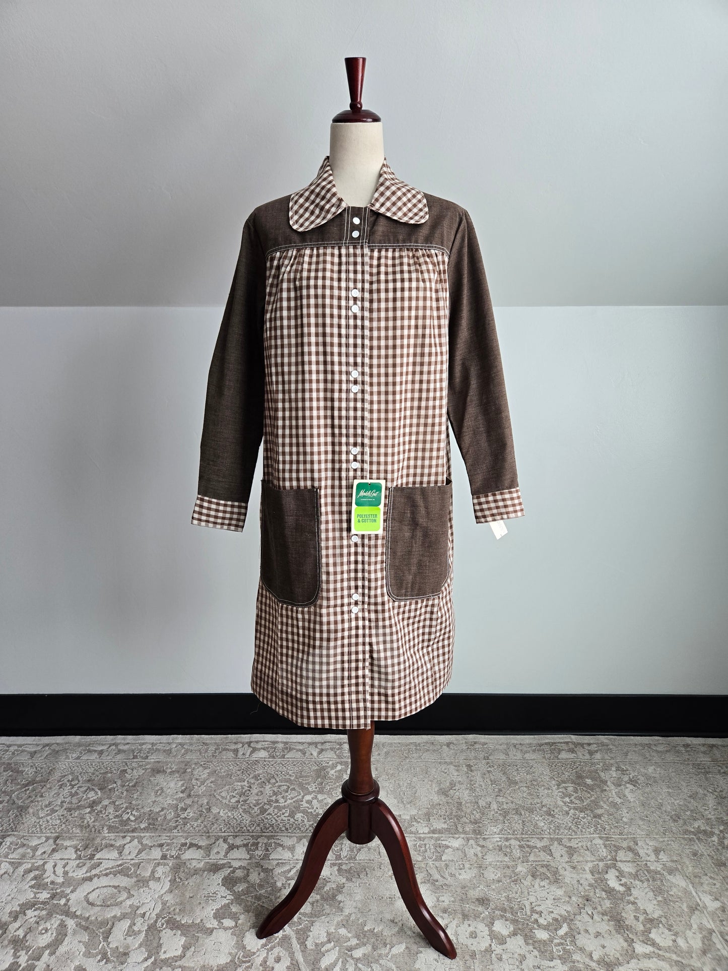 Deadstock Models Coat Brown Gingham House Coat - large