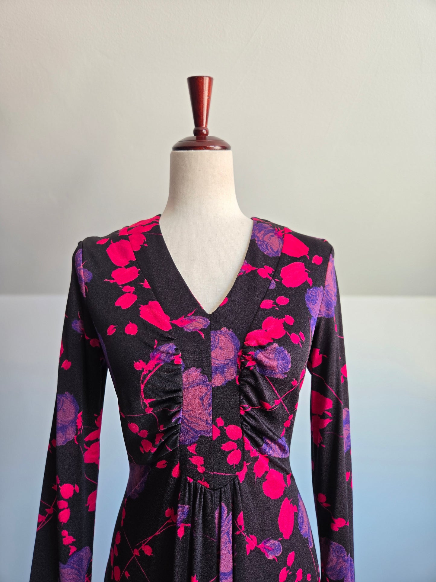 Vintage 70s Novelty Floral Print Maxi Dress - S/M/L