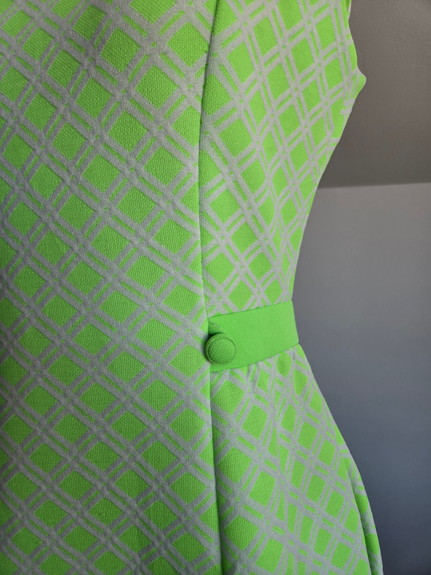 Vintage 70s Lime Green Mod Dress - S/M
