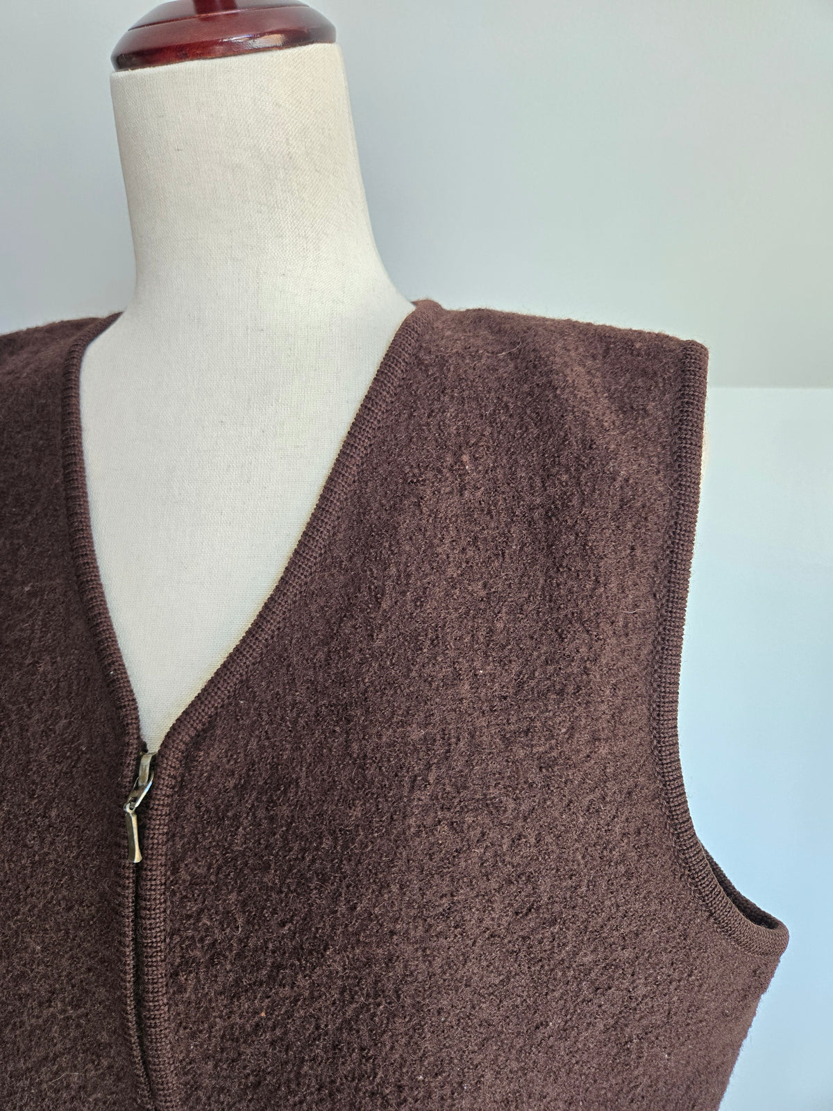 Mixit 90s Brown Boiled Wool Classic Vest - L/XL