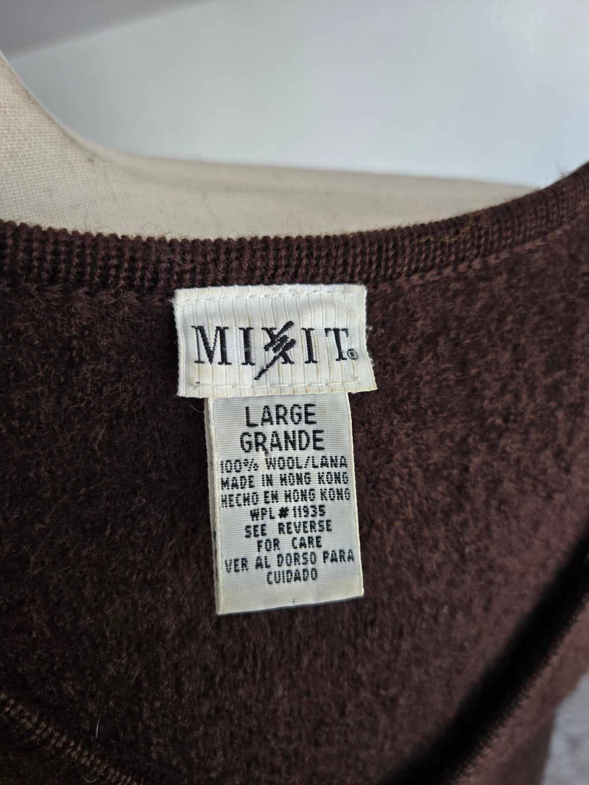 Mixit 90s Brown Boiled Wool Classic Vest - L/XL