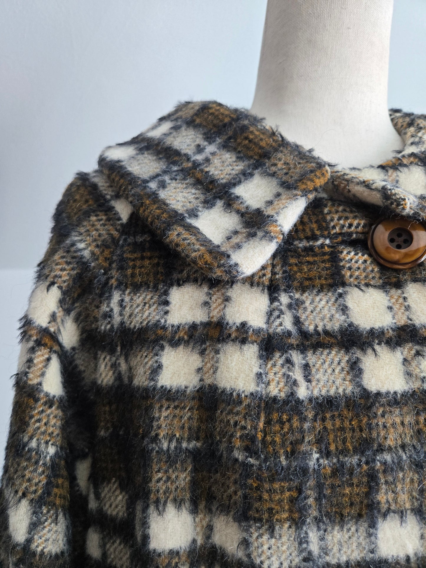 Madison's Columbus 1950s Mohair Plaid Car Coat - XL