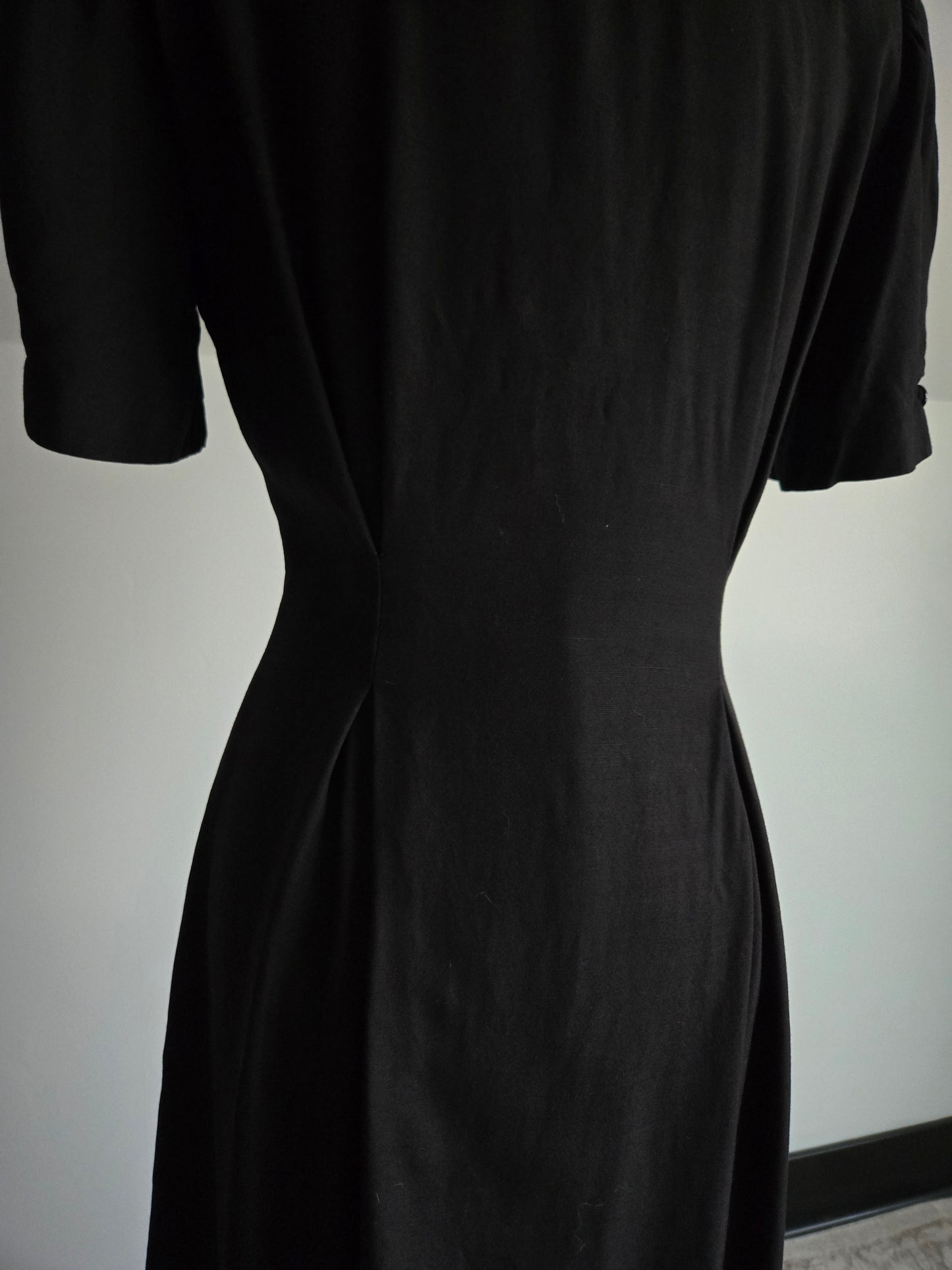 Vintage 80s Llyod Williams Black Rayon/Silk Dress - S/M
