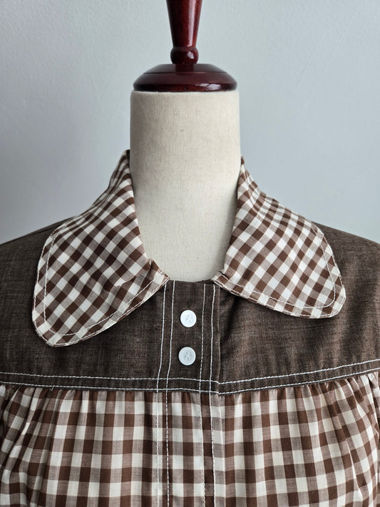 Deadstock Models Coat Brown Gingham House Coat - large