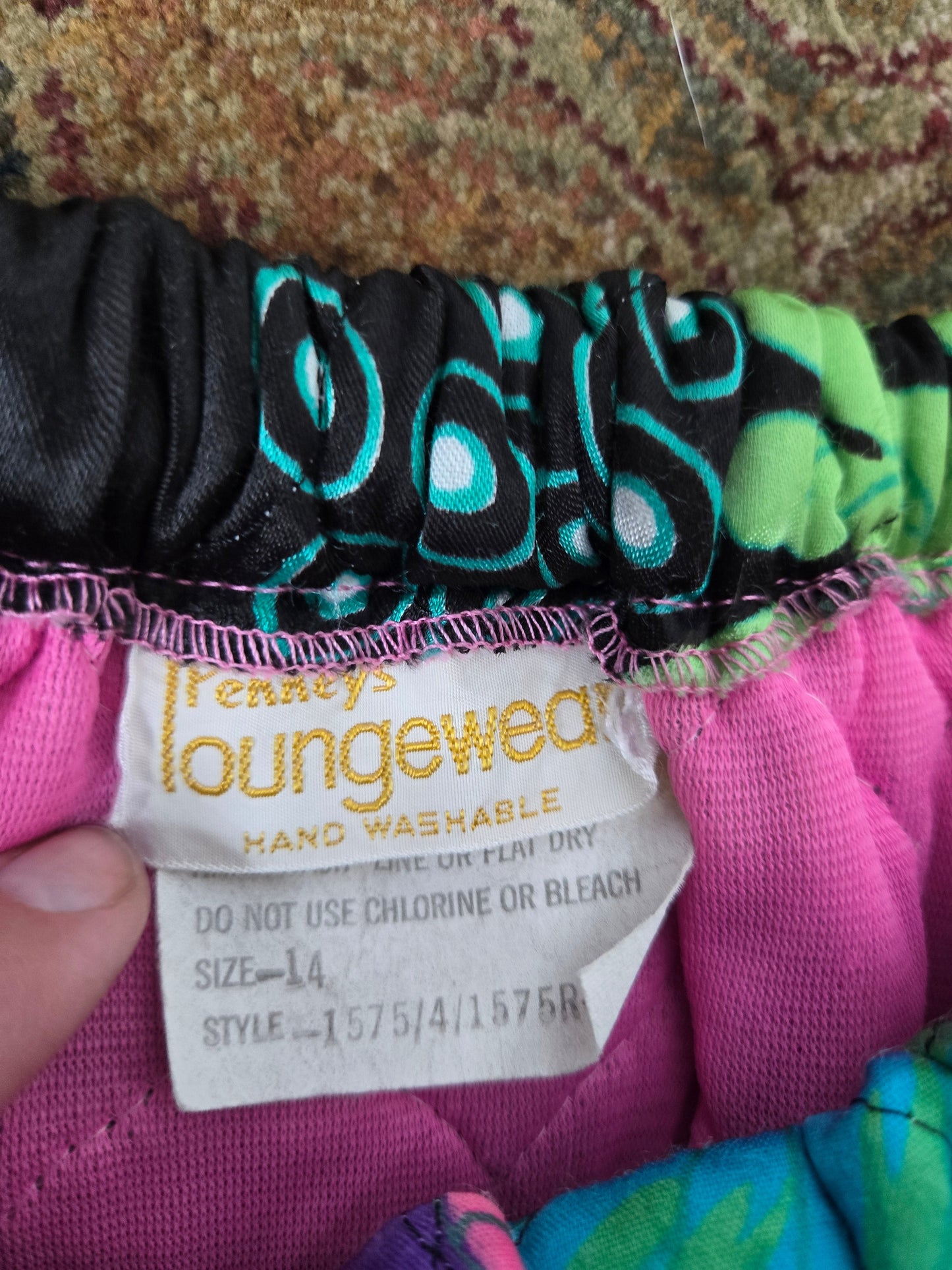 Penney's Loungewear Vintage 70s Dayglo Quilted Skirt - S/M/L