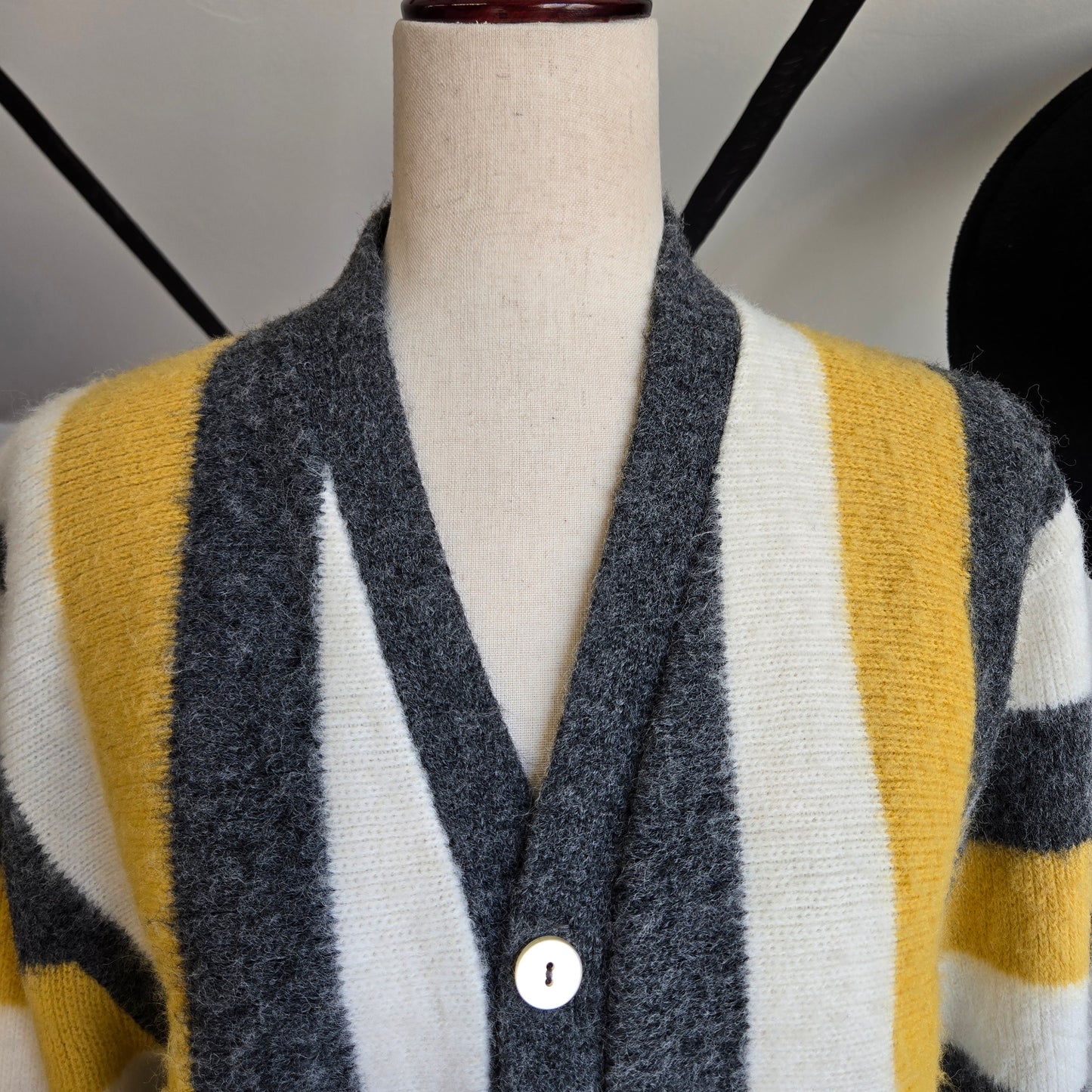 Rare 1960s Campus Luxury Line Pure Orlon Acrylic Striped Cardigan - medium