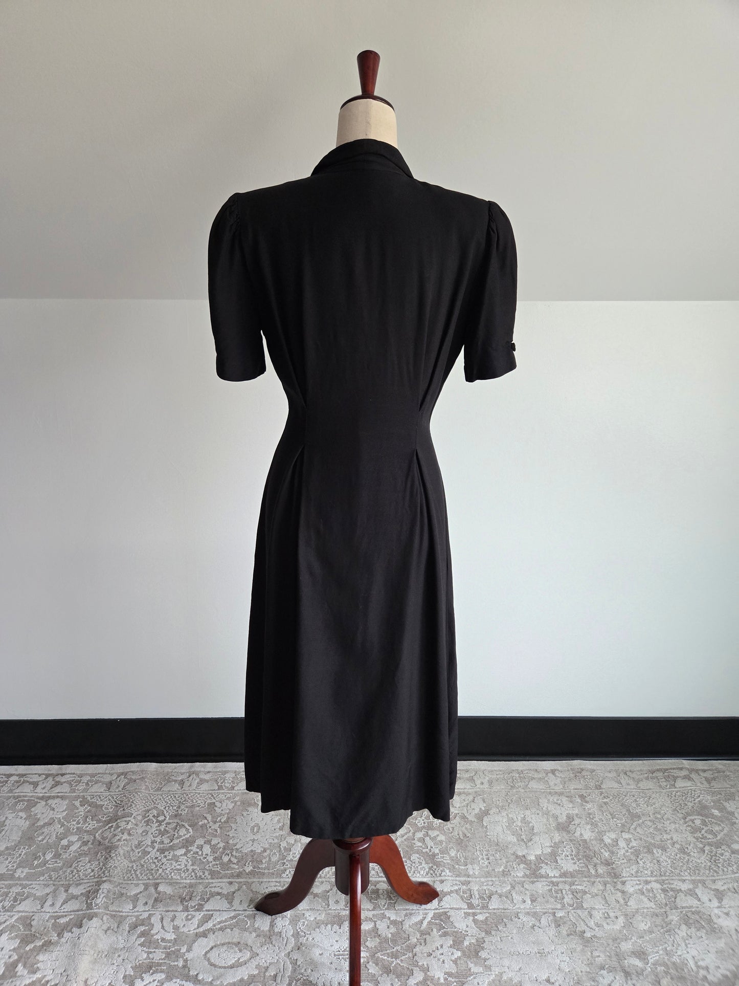 Vintage 80s Llyod Williams Black Rayon/Silk Dress - S/M
