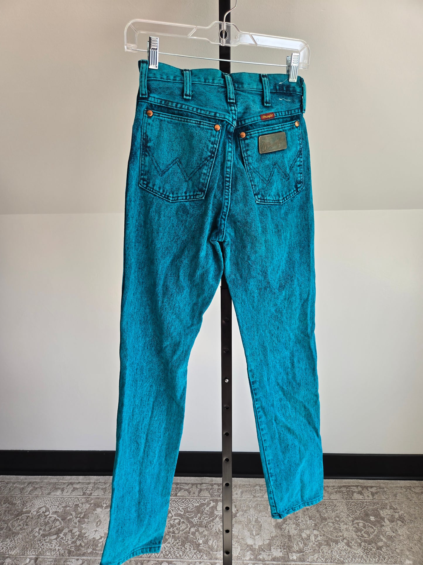 Turquoise Made in USA Vintage Wranglers - W25-26"