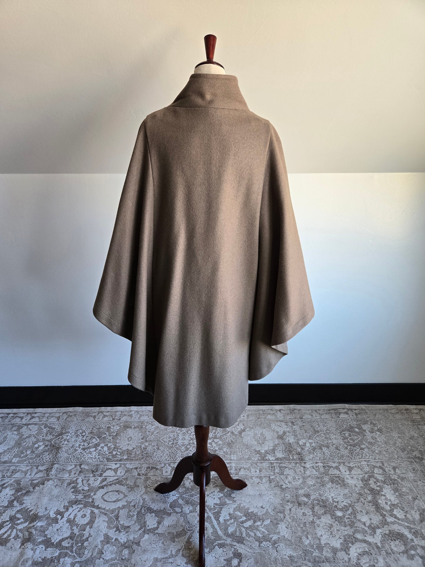 Vintage Brown Wool Poncho Coat - L/XL