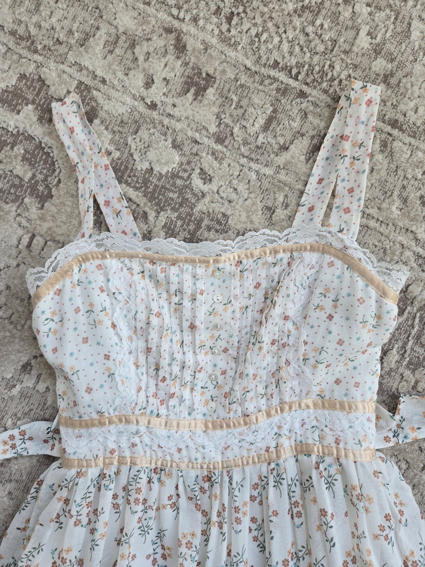 Gold Label Gunne Sax by Jessica San Fransisco Vintage 70s Calico Tiered Maxi Dress - XS