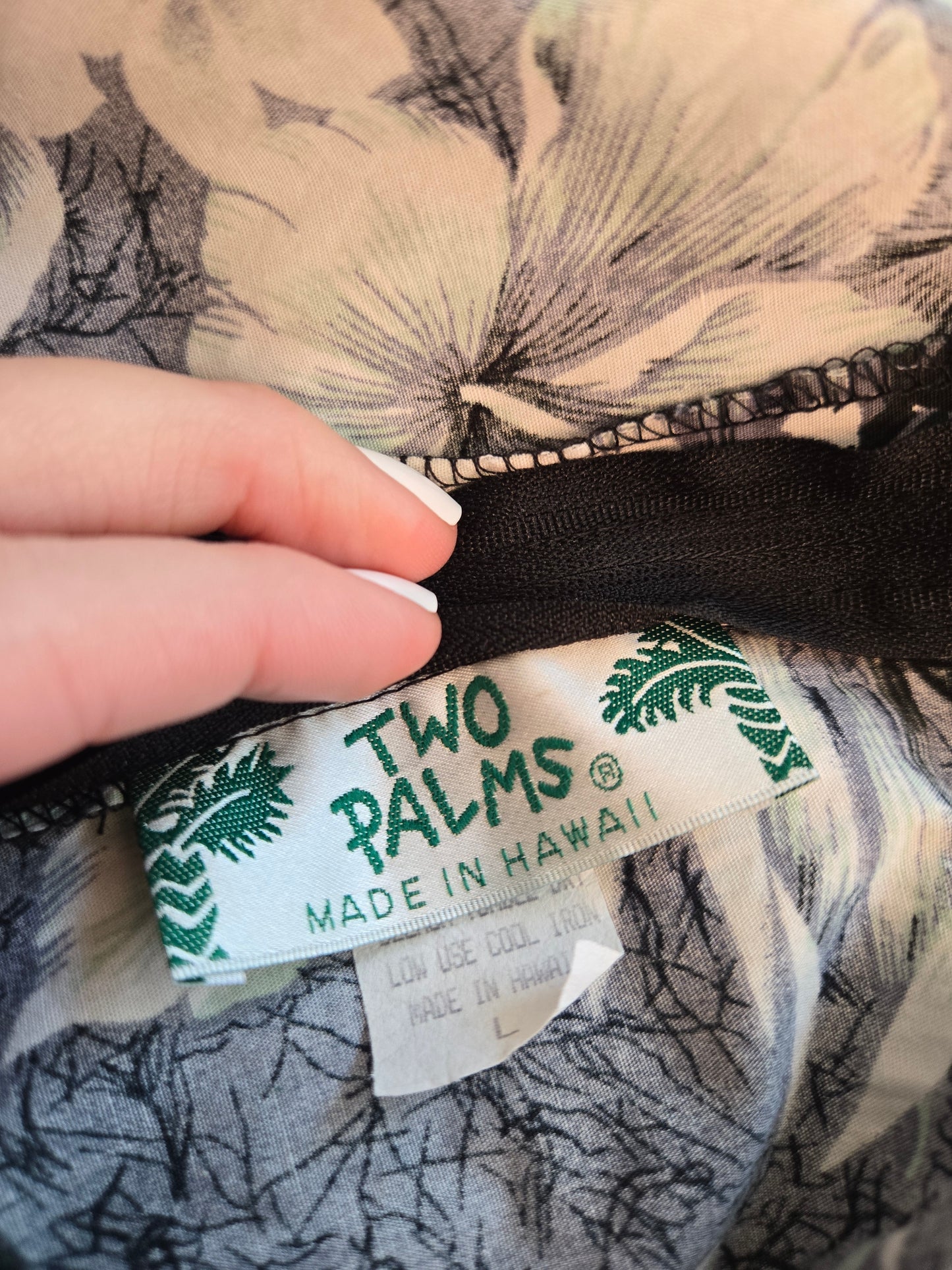 Two Palms Vintage Cotton Black Hawaiian Muumuu - large