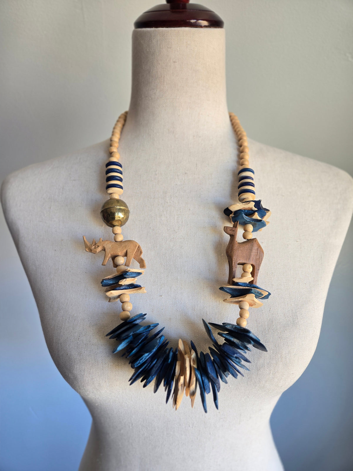 Safari Babe Wood Necklace - Blue