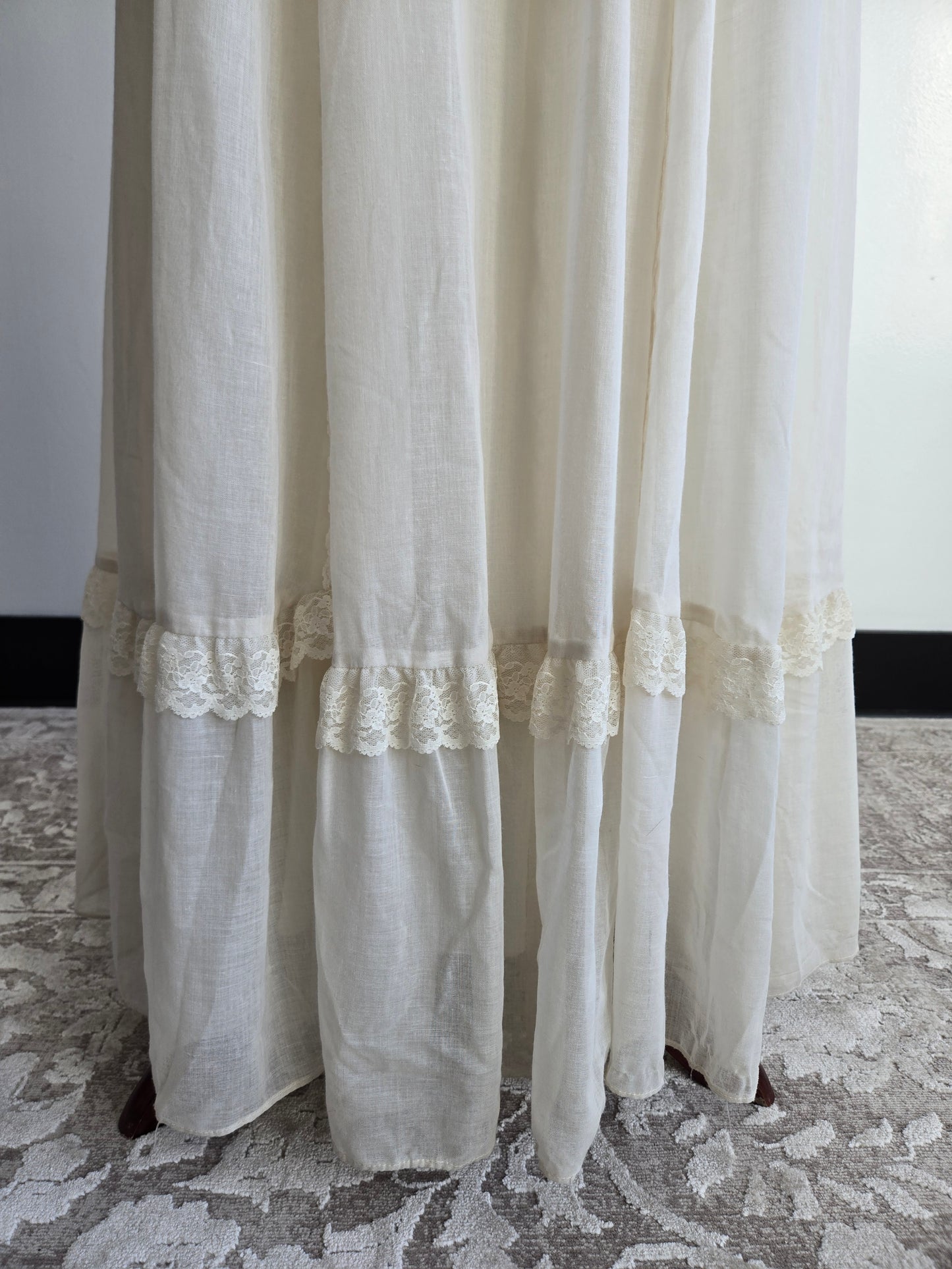 Gold Label Gunne Sax by Jessica San Freansisco Vintage 70s Lace Ethereal Dress - XS