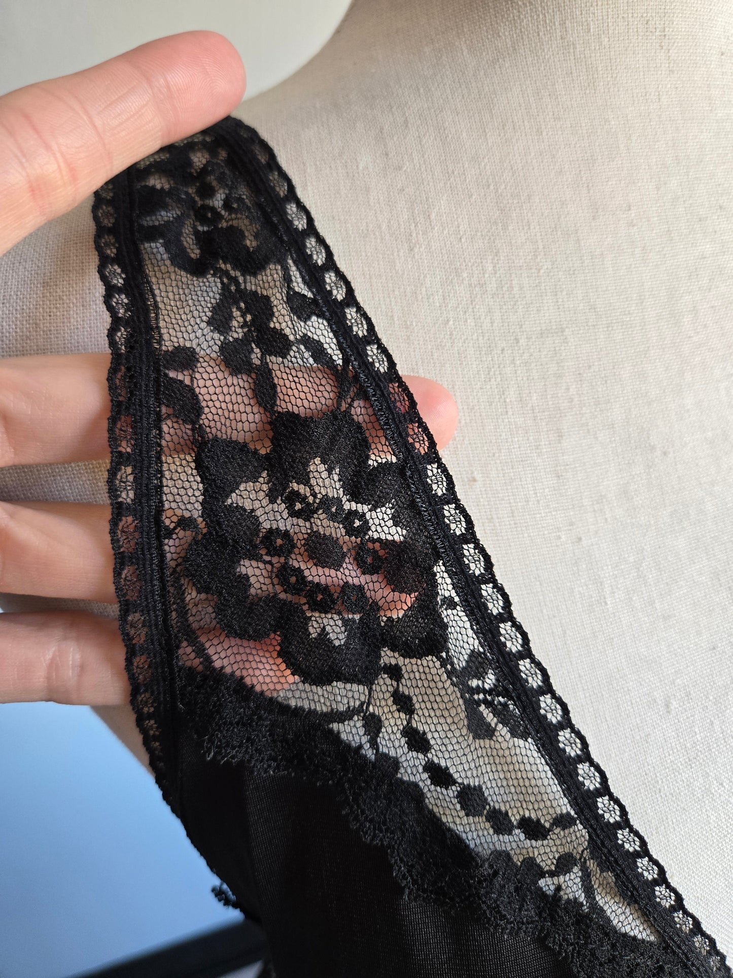 Lady Cameo Vintage Black Lingerie Slip Dress - Medium