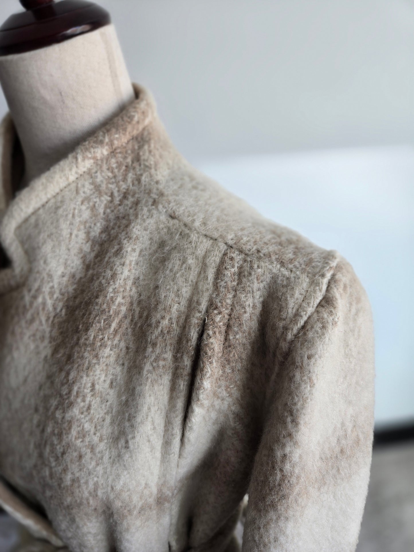 Vintage 1950s Plaid Wool Over Coat with Waist Tie - M/L