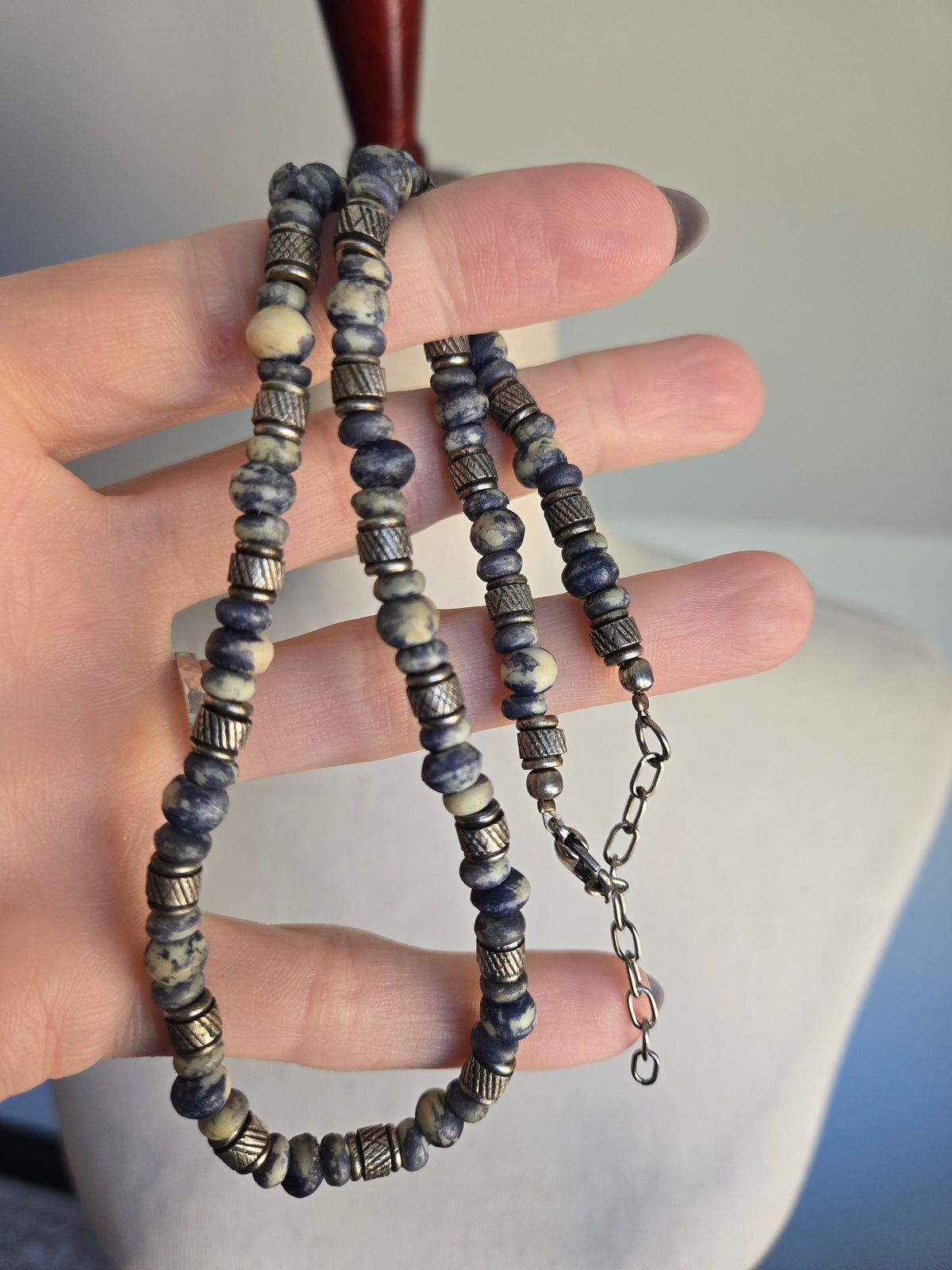 Navy Beaded Boho Necklace