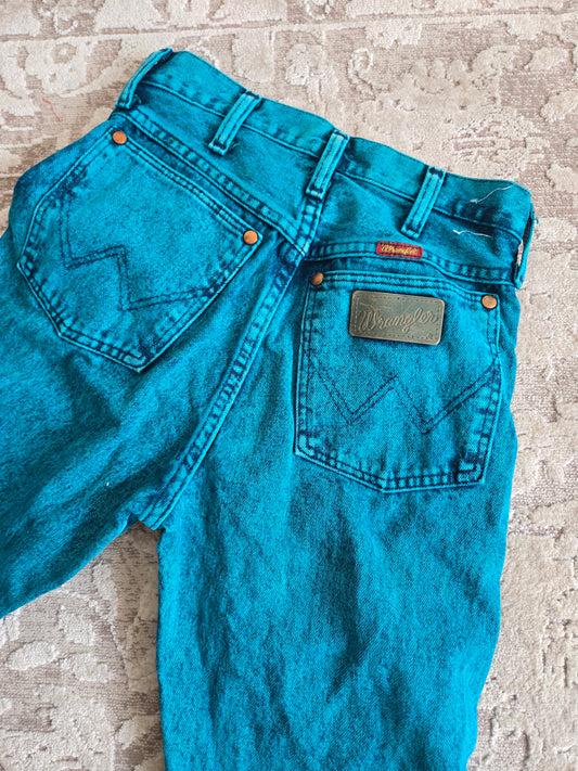 Turquoise Made in USA Vintage Wranglers - W25-26"