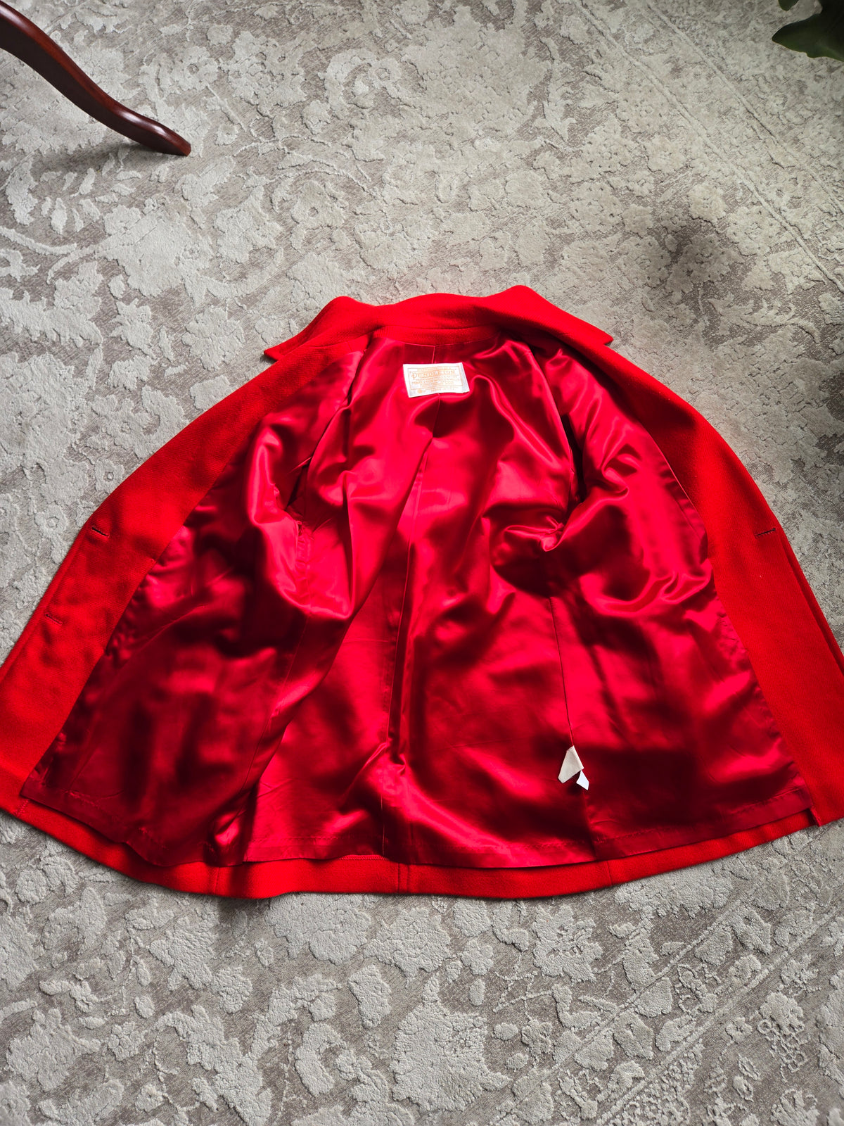 Vintage Pendleton Bright Red Wool Coat - Size 12