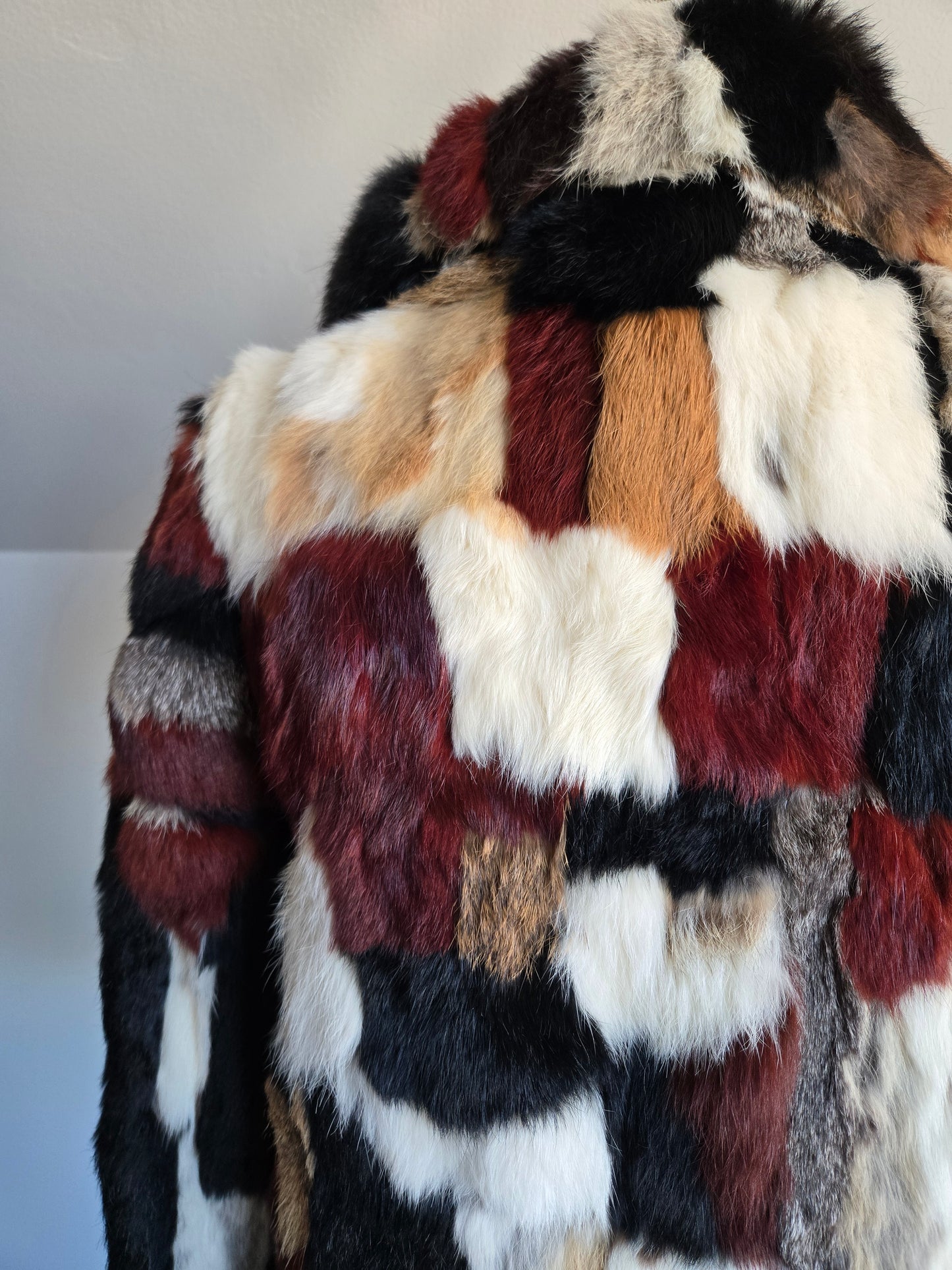 Furmoste Vintage 1970s Patchwork French Rabbit Fur Jacket - Medium