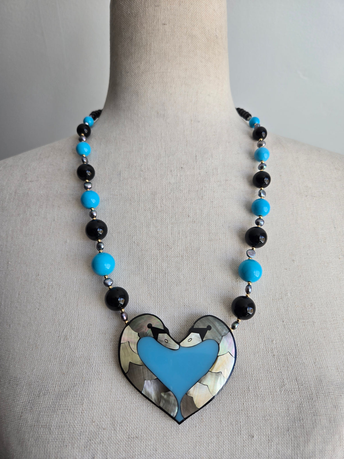 Lee Sands Vintage Double Swan Heart Necklace