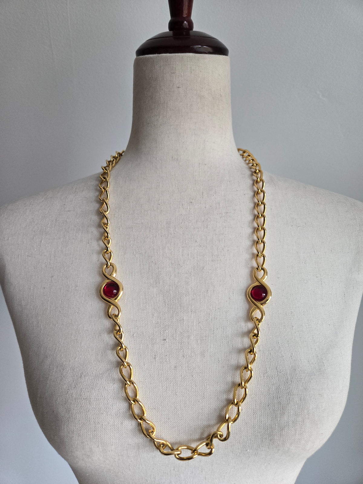 Napier Gold and Red Cabochon Necklace