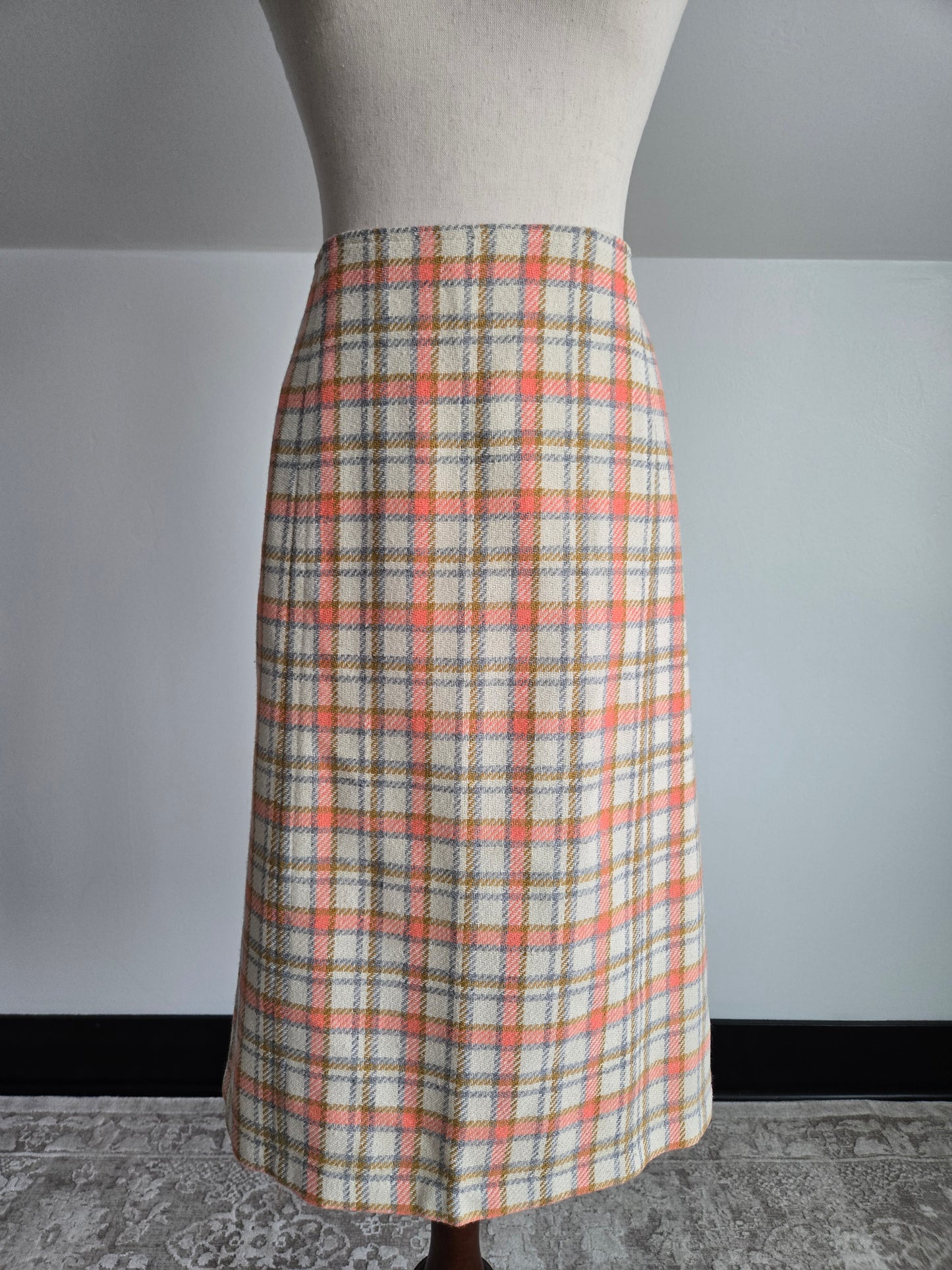 Vintage 70s Plaid Blazer and Skirt Two Piece Set - Medium/Large
