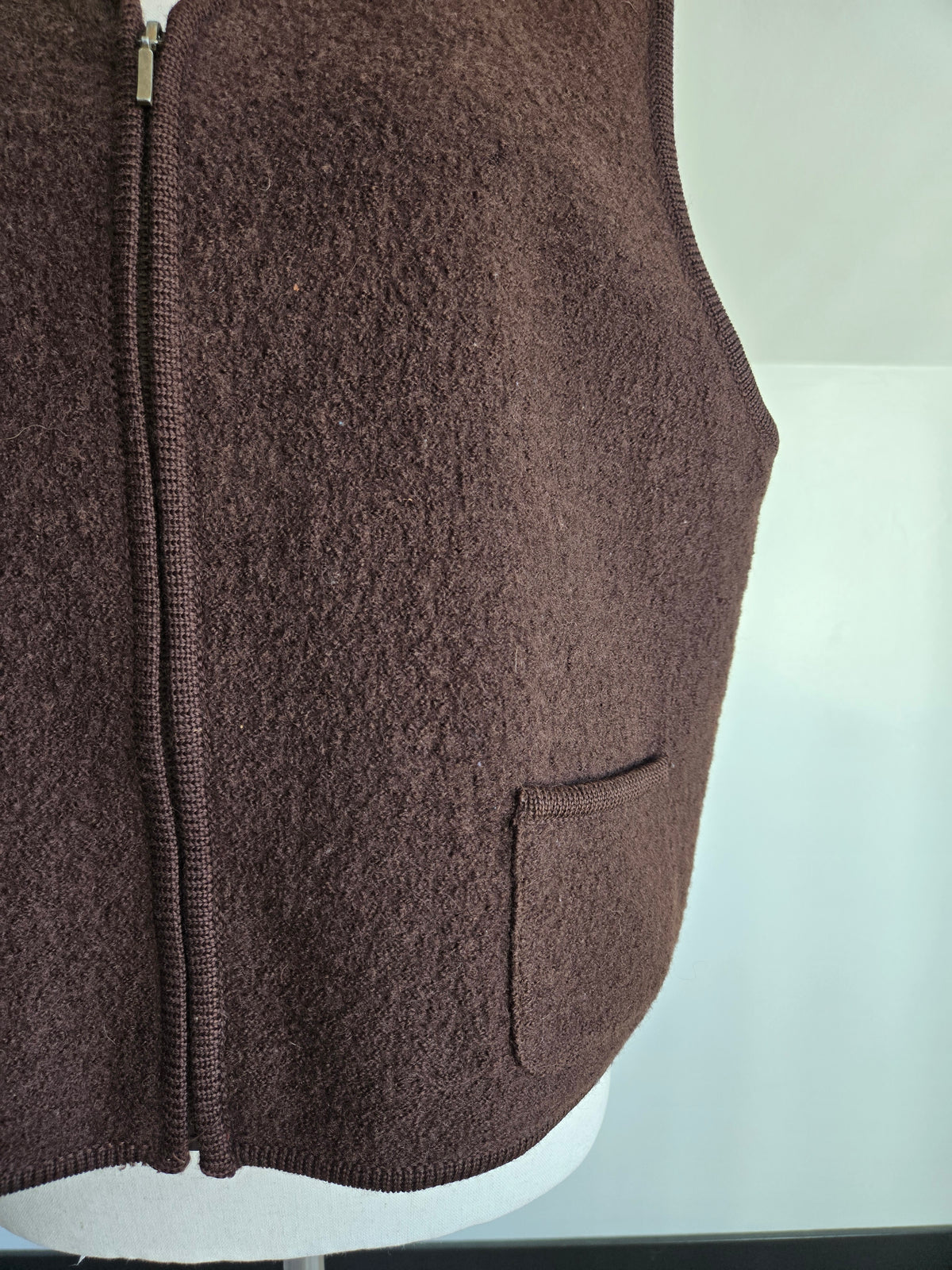 Mixit 90s Brown Boiled Wool Classic Vest - L/XL