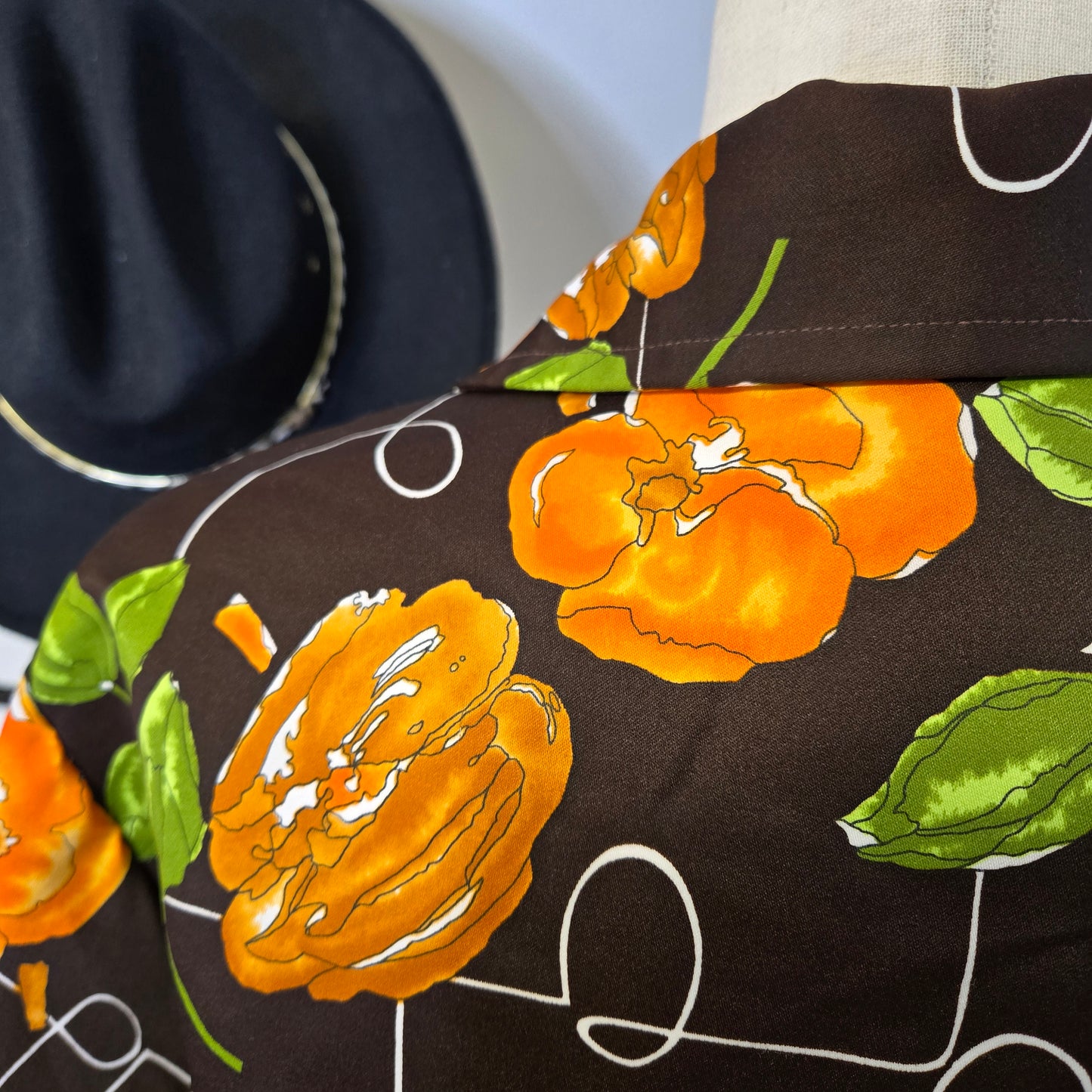 Charisma by Townline 70s Brown and Orange Floral Top