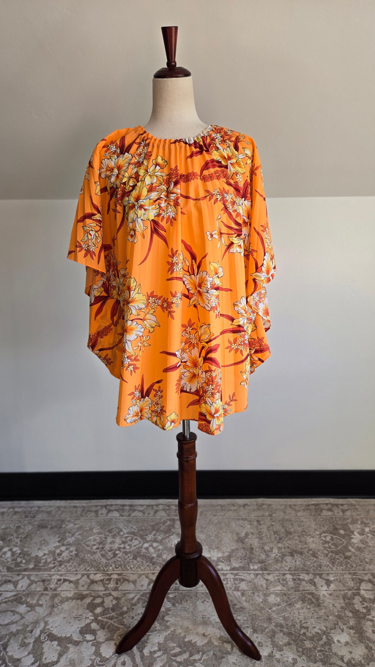 Vintage Hawaiian Palm Short Caftan - OS