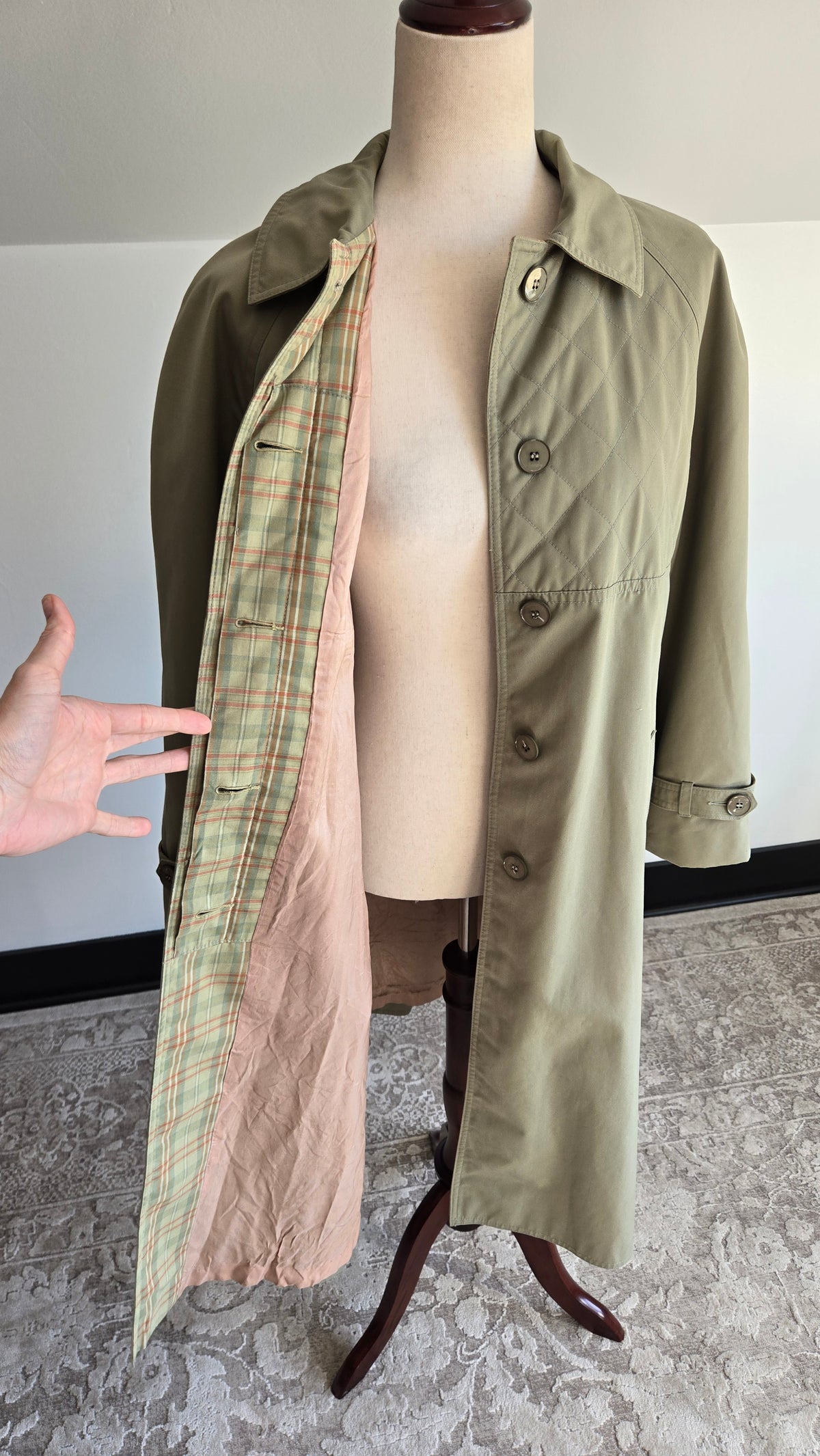 Vintage 60s Quilted Trench Coat - Small/Medium