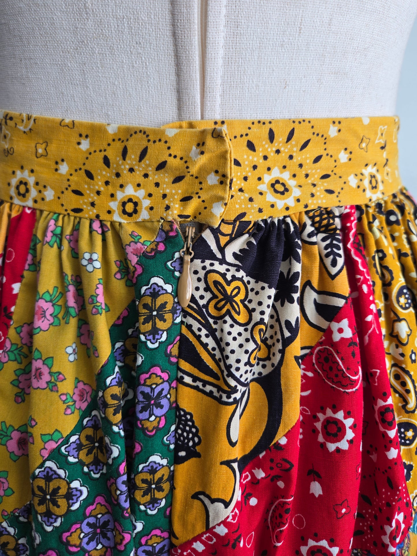 Vintage 70s True Patchwork Skirt - W26"