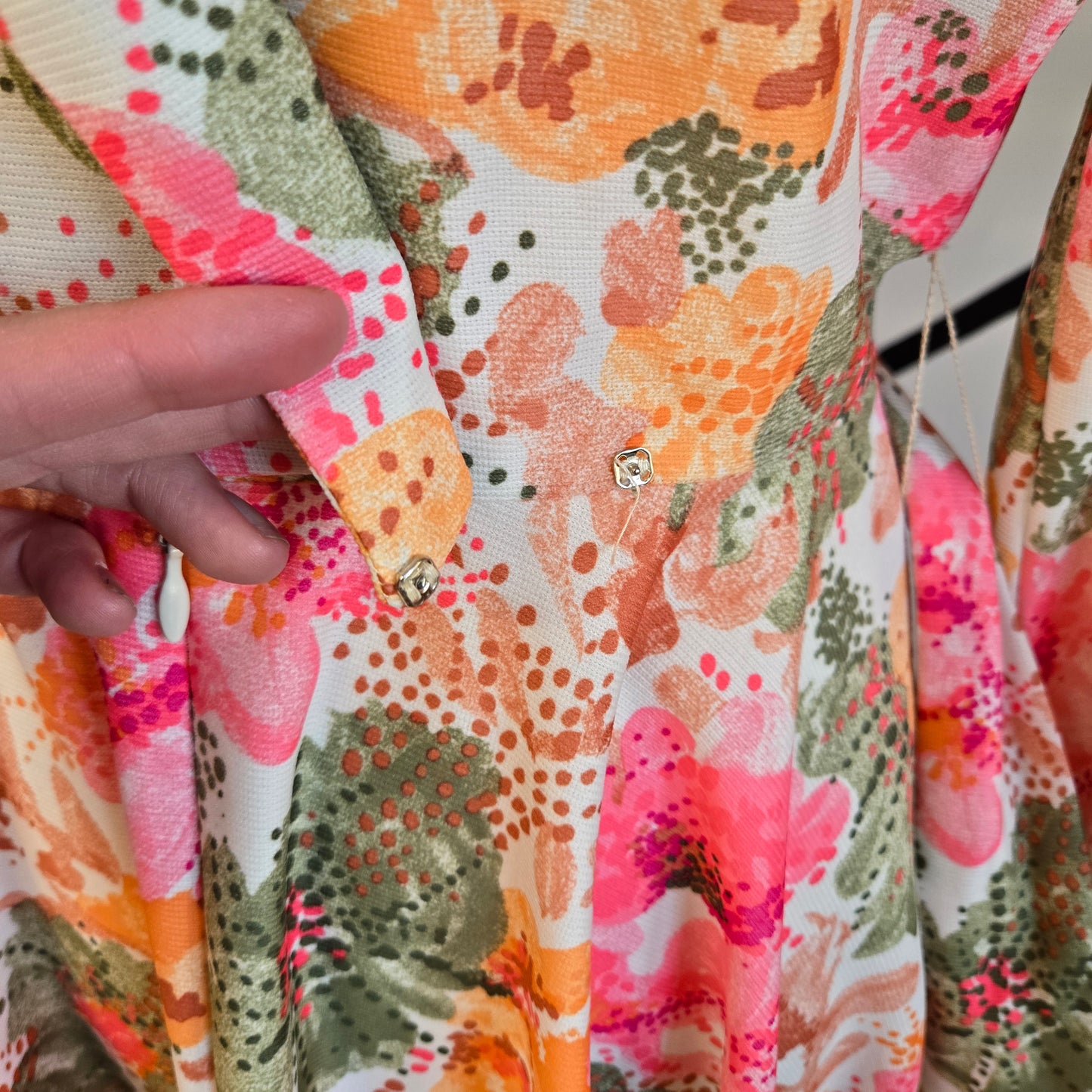 Dyanne Dallas Vintage 70s Bright Floral Dress with Belt - small