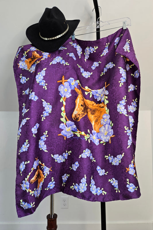 Horses Purple 100% Silk Wild Rag/Scarf