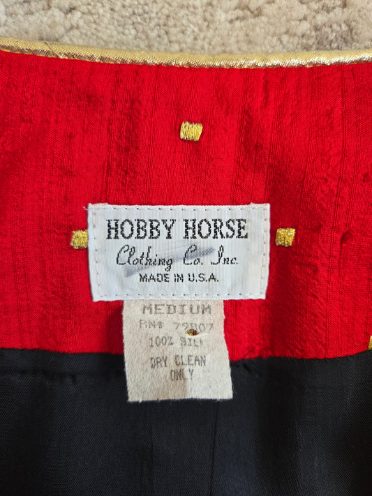 Vintage 80s Hobby Horse Red Silk Western Blazer - M/L