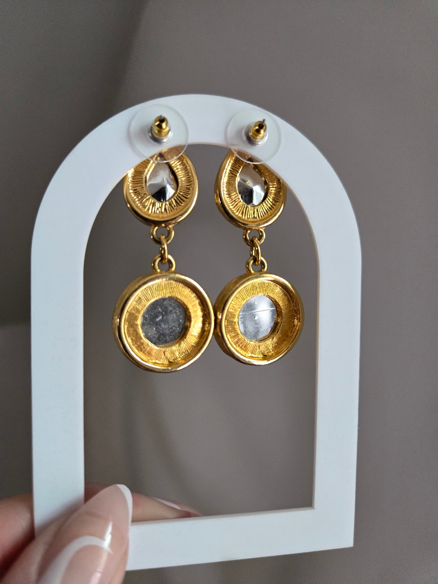Chunky Gem Vintage Dangle Earrings - Post Back